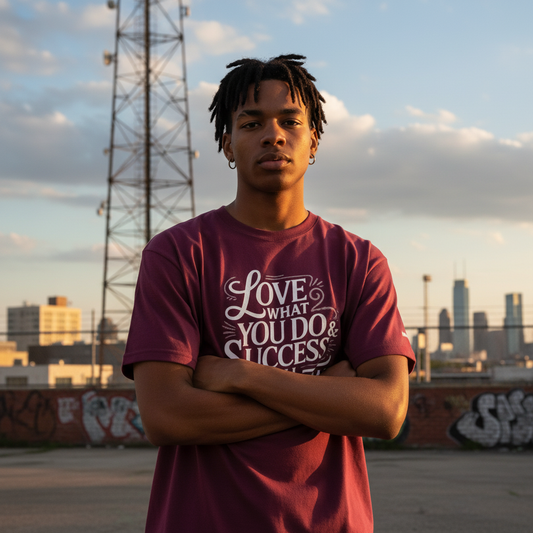 Durable Heavyweight Unisex Crewneck T-Shirt - 'Love What You Do & Success Will Follow'