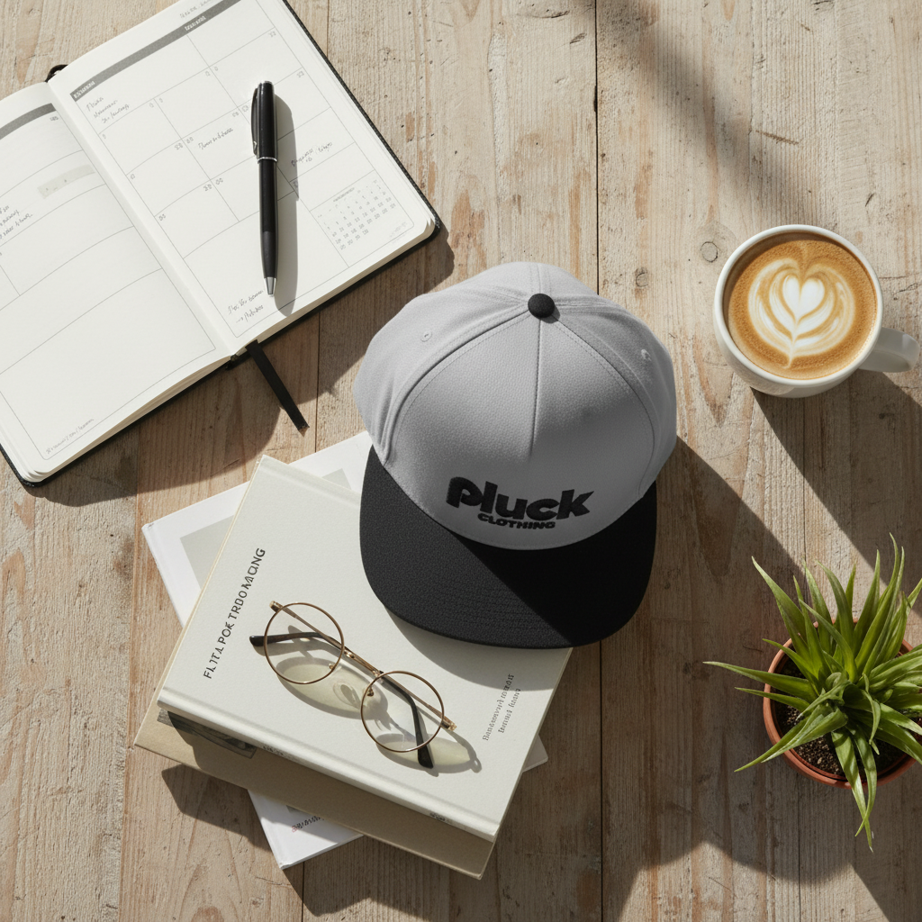 Pluck Clothing Flat Peak Snapback Cap – Trendy 5-Panel Design